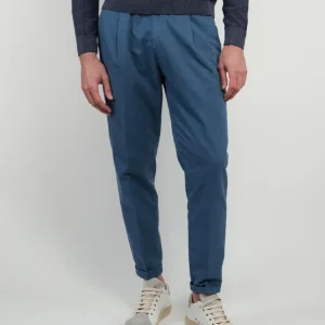 PANTALONE CON PENCES MISTO LINO AVIO