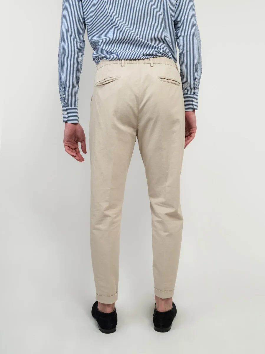 PANTALONE CON PENCES MISTO LINO BEIGE - immagine 5