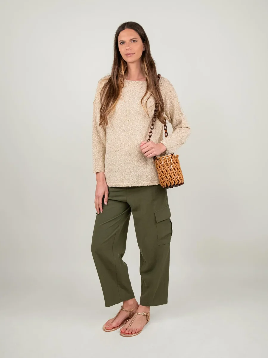 PANTALONE DRITTO STILE CARGO VERDE - immagine 6