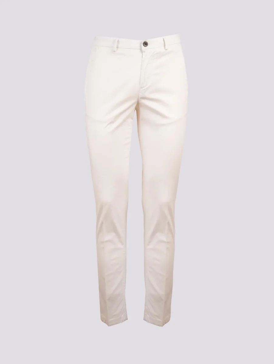 PANTALONE IN COTONE CHINOS BIANCO AVORIO