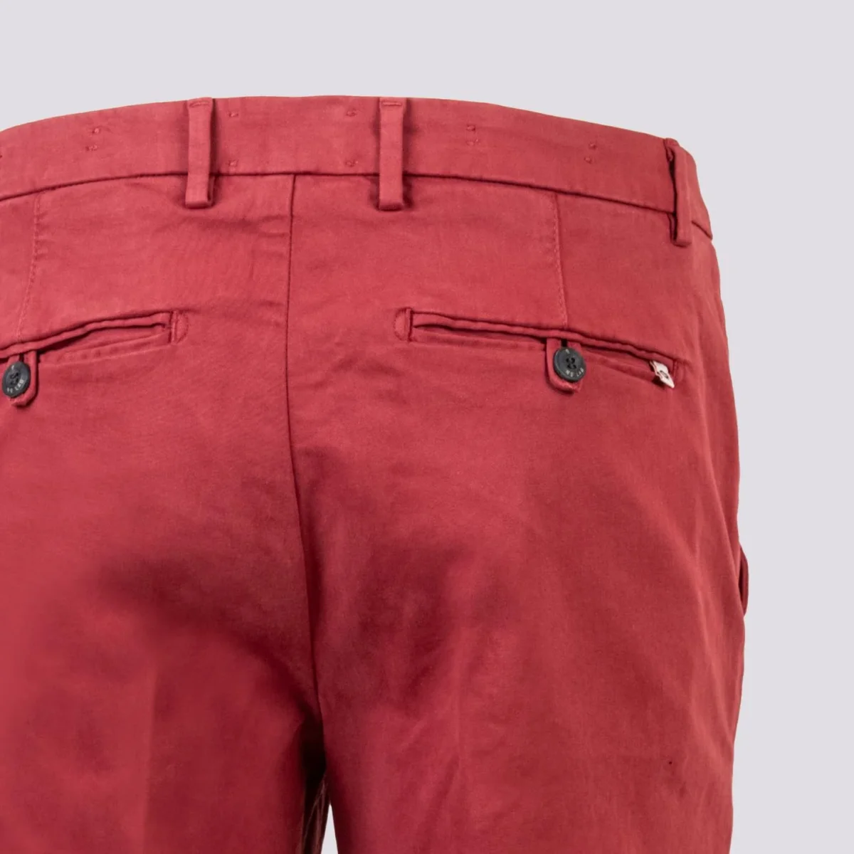PANTALONE IN COTONE LISCIO BORDEAUX CON TASCA A FILO - immagine 8