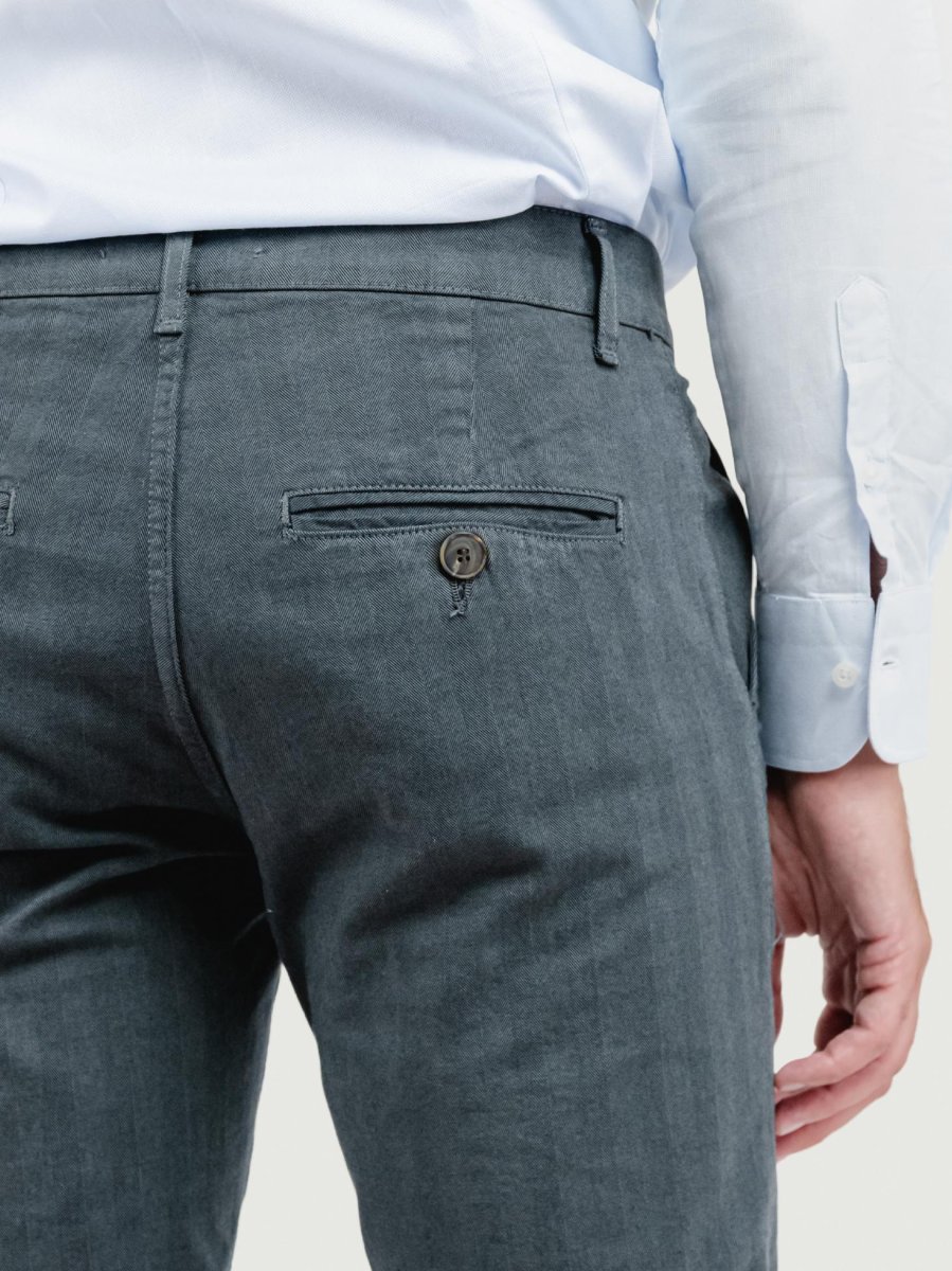 PANTALONE IN COTONE SPIGATO ANTRACITE - immagine 7