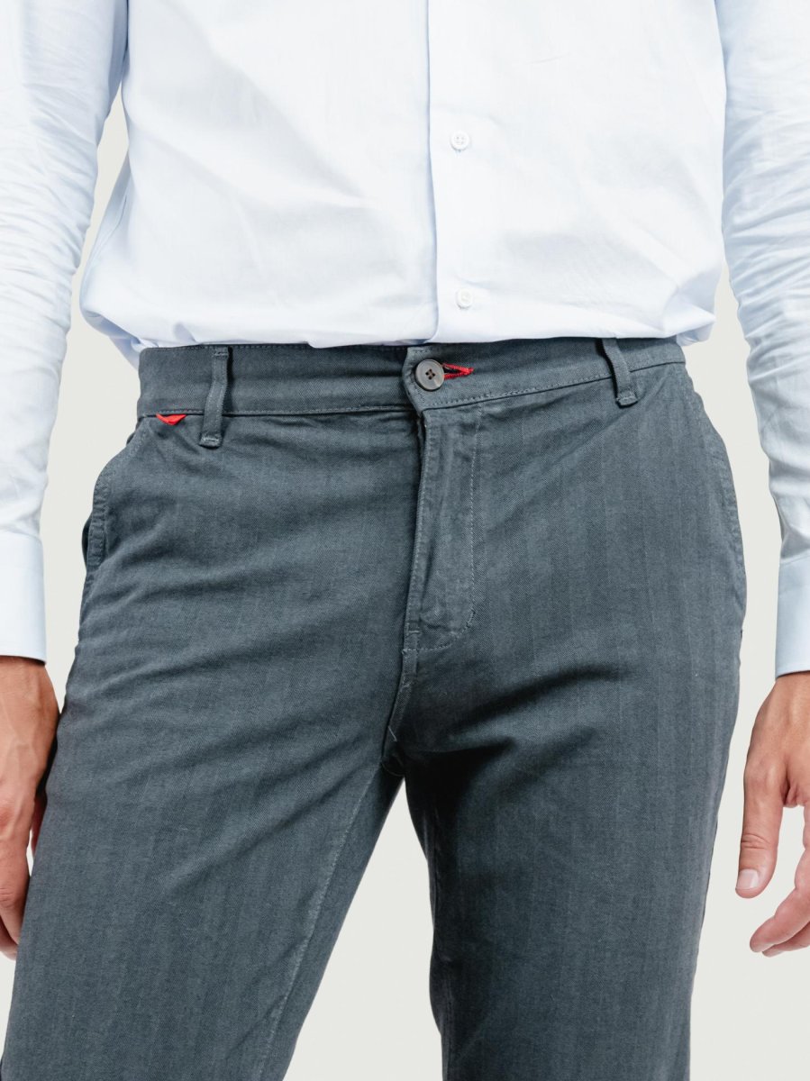 PANTALONE IN COTONE SPIGATO ANTRACITE - immagine 6