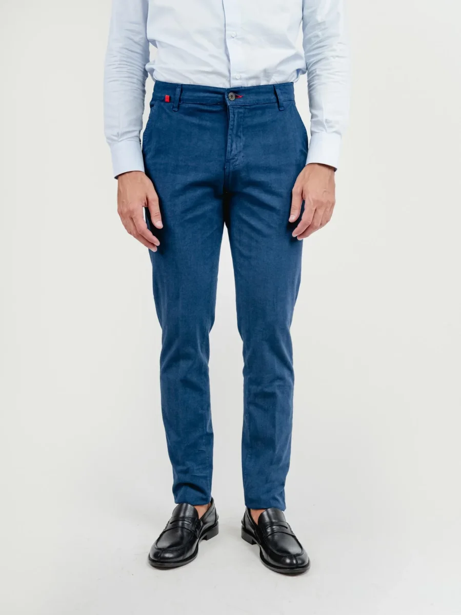 PANTALONE IN COTONE SPIGATO BLUETTE