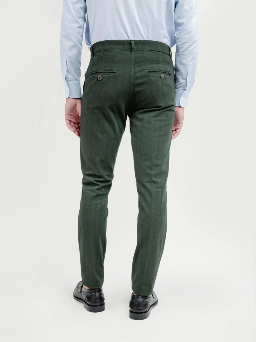PANTALONE IN COTONE SPIGATO VERDE - immagine 4