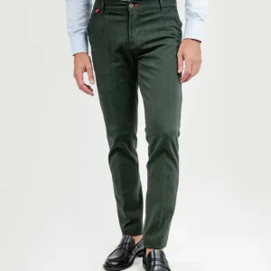 PANTALONE IN COTONE SPIGATO VERDE
