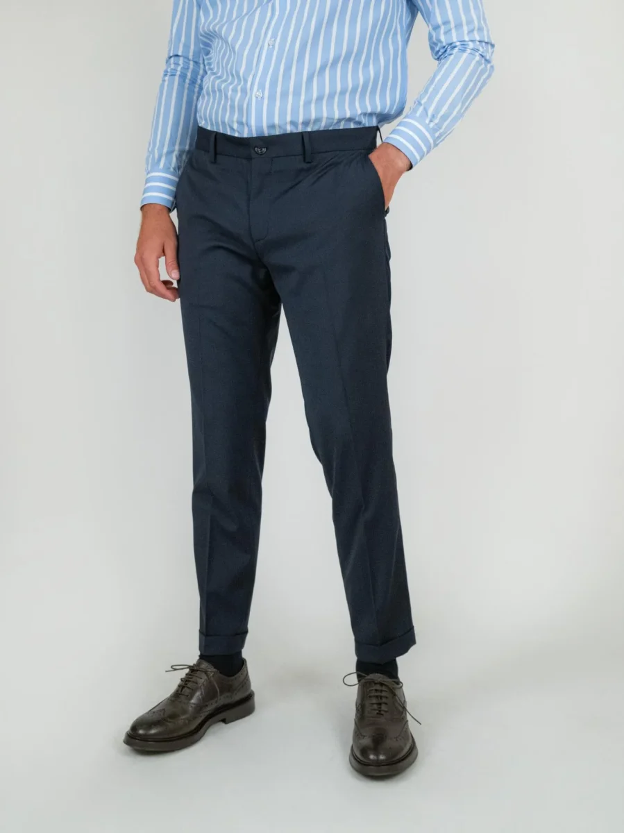 PANTALONE IN FRESCO LANA BLU NAVY