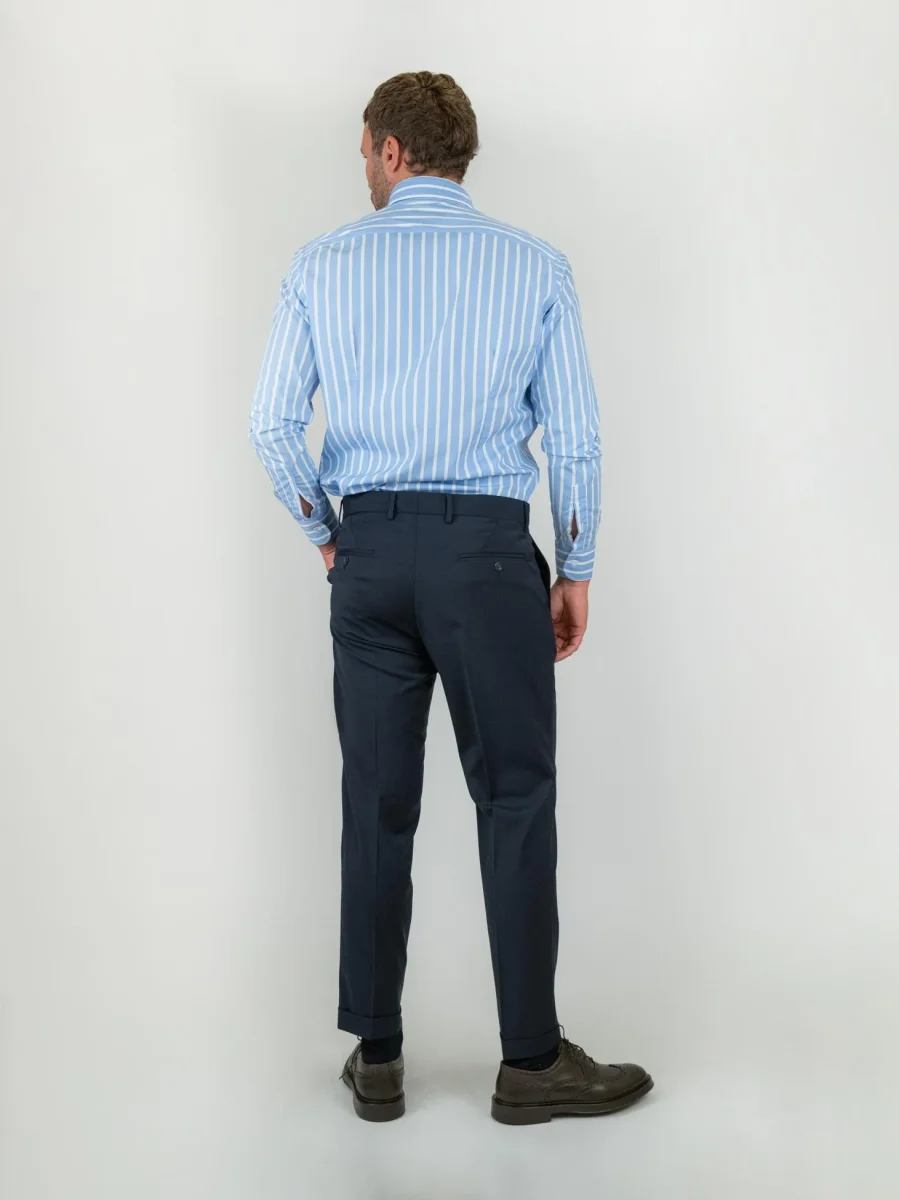 PANTALONE IN FRESCO LANA BLU NAVY - immagine 6