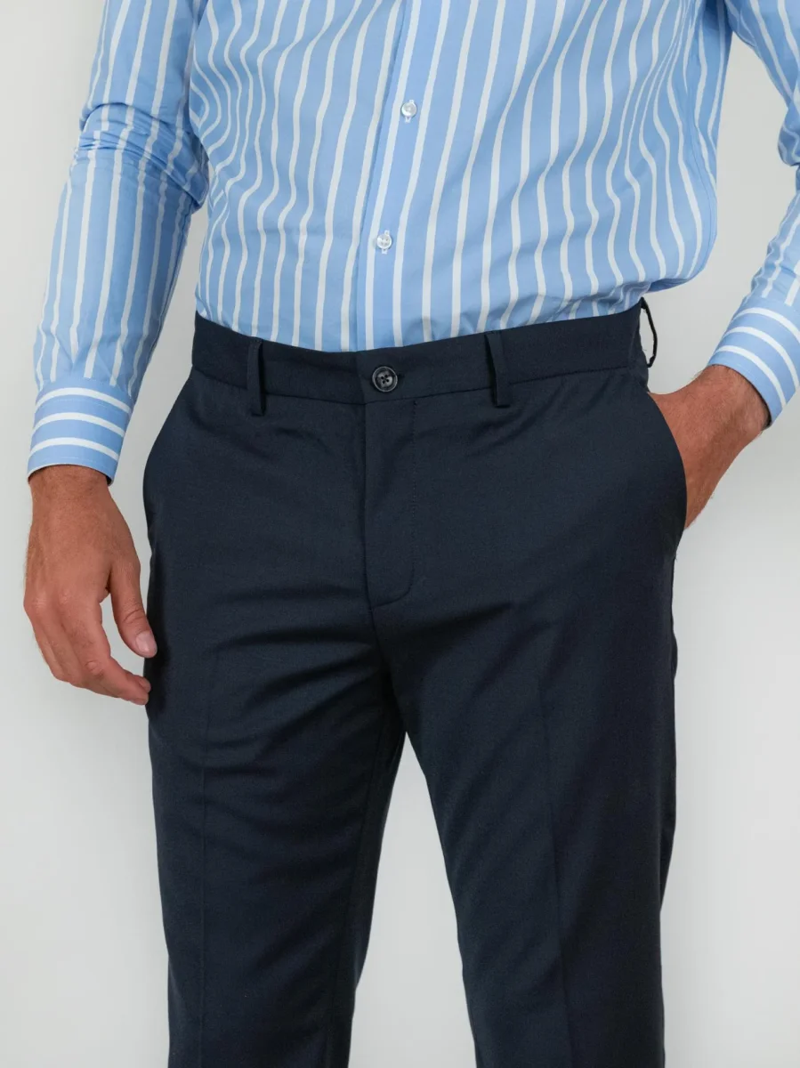 PANTALONE IN FRESCO LANA BLU NAVY - immagine 4