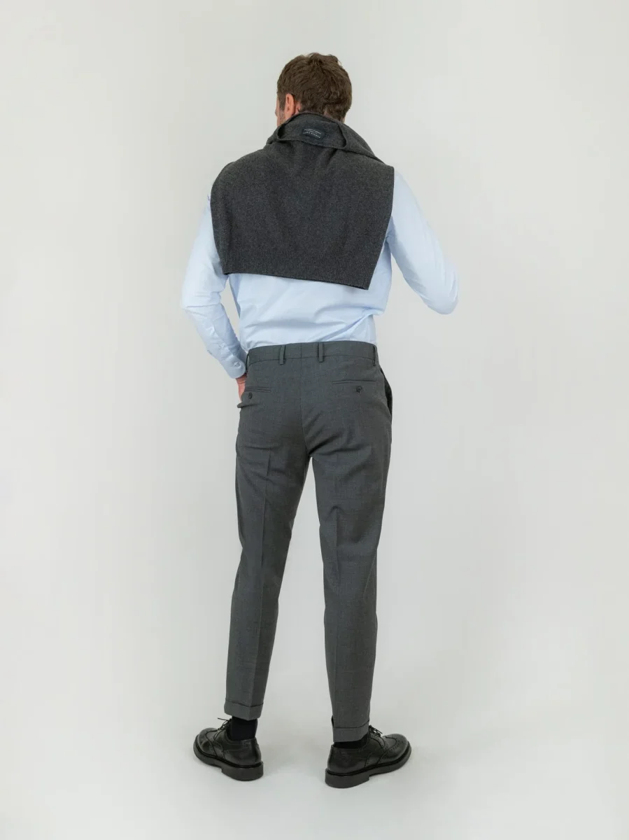 PANTALONE IN FRESCO LANA GRIGIO - immagine 4