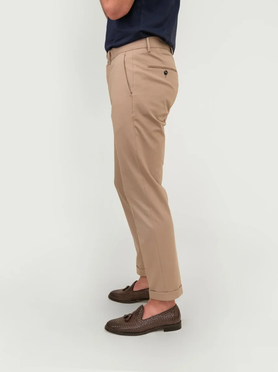 PANTALONE IN MISTO COTONE CAMMELLO - immagine 3