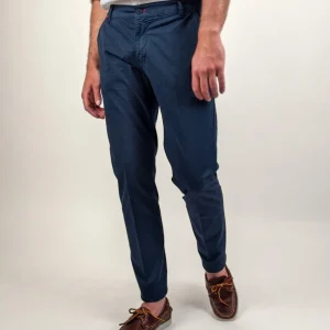 PANTALONE IN MISTO LINO E COTONE BLU