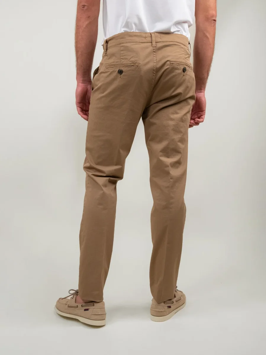 PANTALONE IN MISTO LINO E COTONE COLOR NOCCIOLA - immagine 4