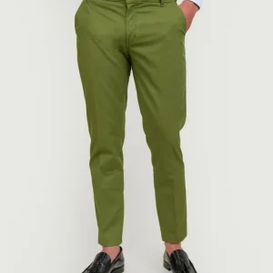 PANTALONE IN MISTO LINO E COTONE COLOR ORIGANO