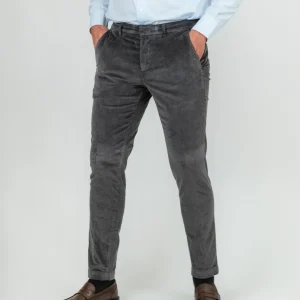 PANTALONE IN VELLUTO A COSTE ANTRACITE