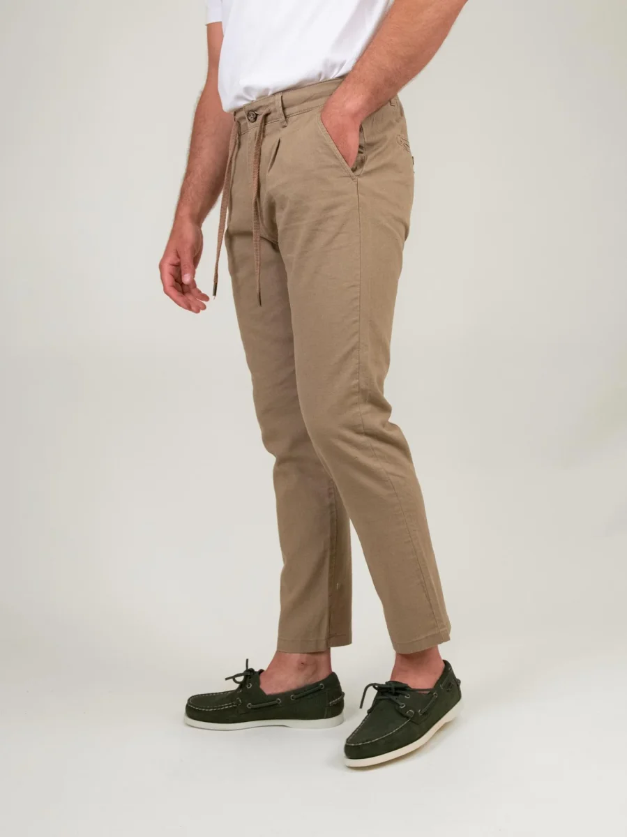 PANTALONE MISTO LINO BEIGE - immagine 3
