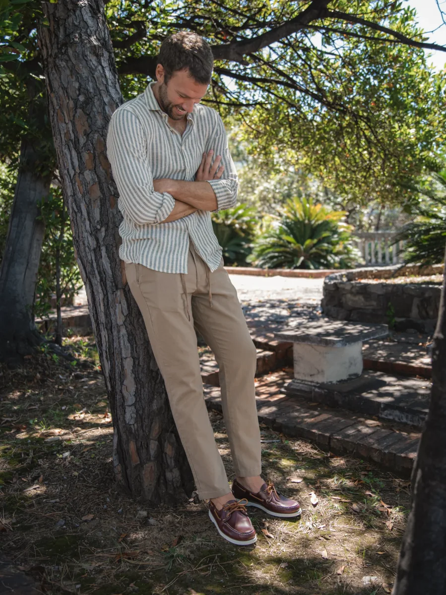 PANTALONE MISTO LINO BEIGE - immagine 6