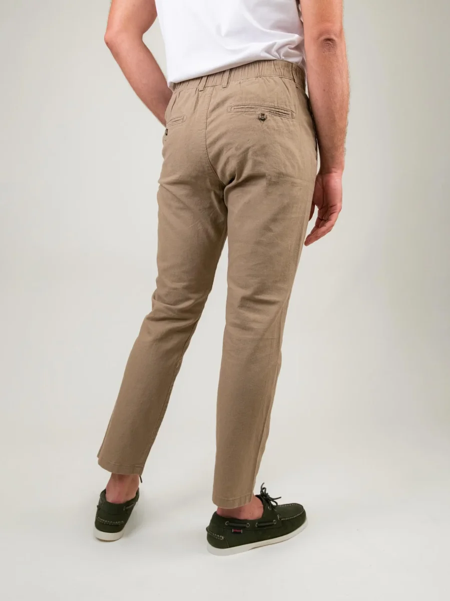 PANTALONE MISTO LINO BEIGE - immagine 4
