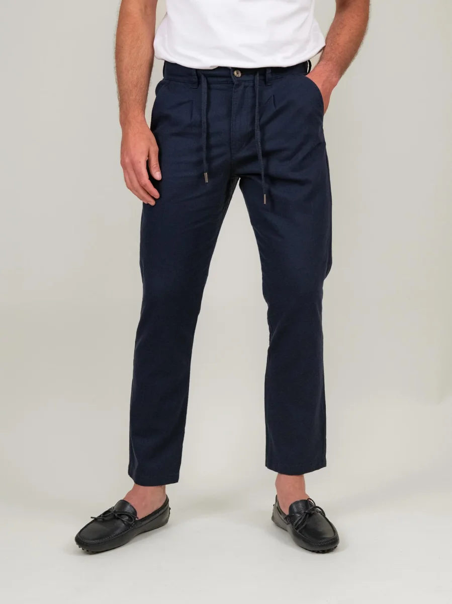 PANTALONE MISTO LINO BLU NAVY