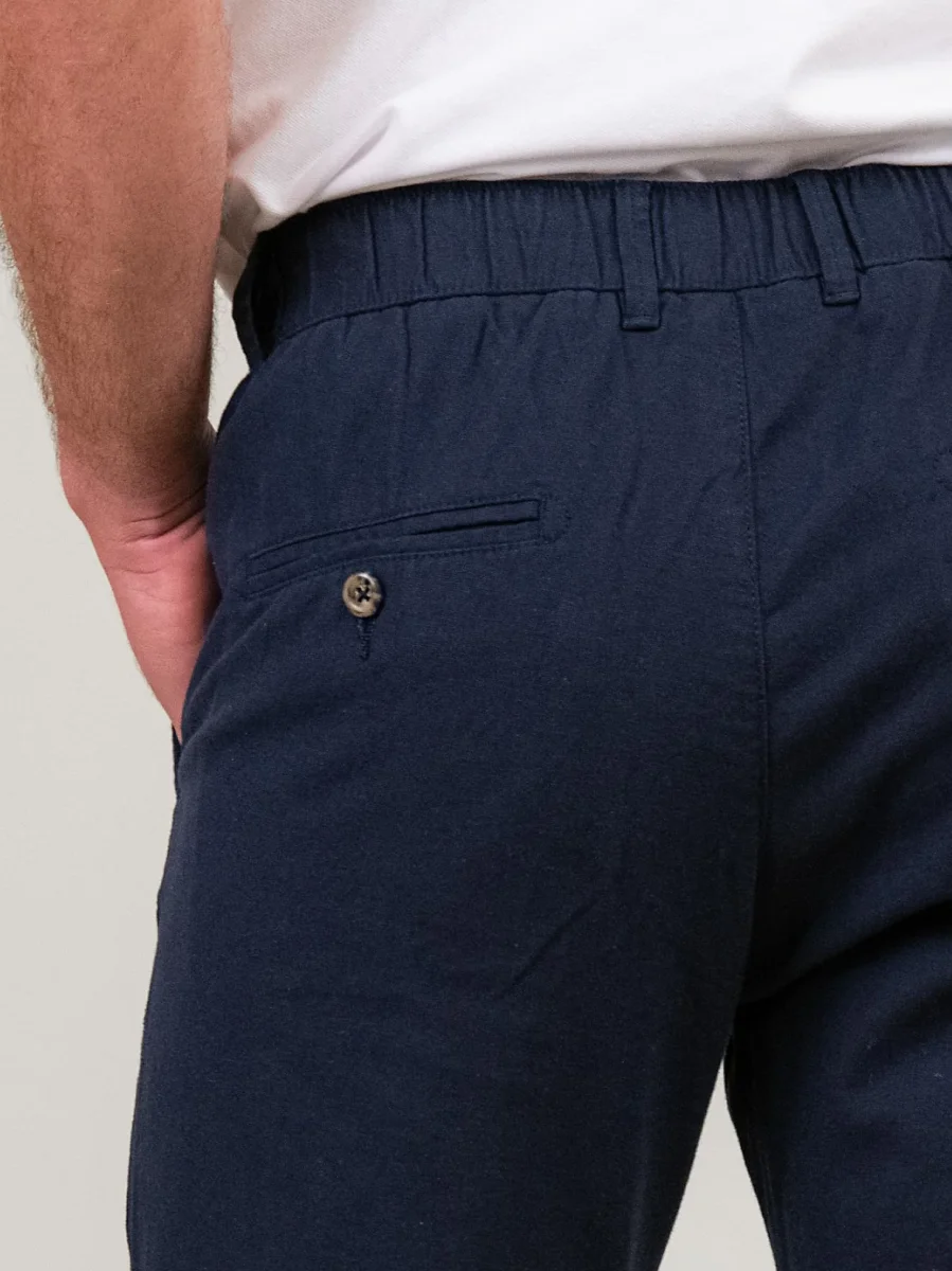 PANTALONE MISTO LINO BLU NAVY - immagine 5