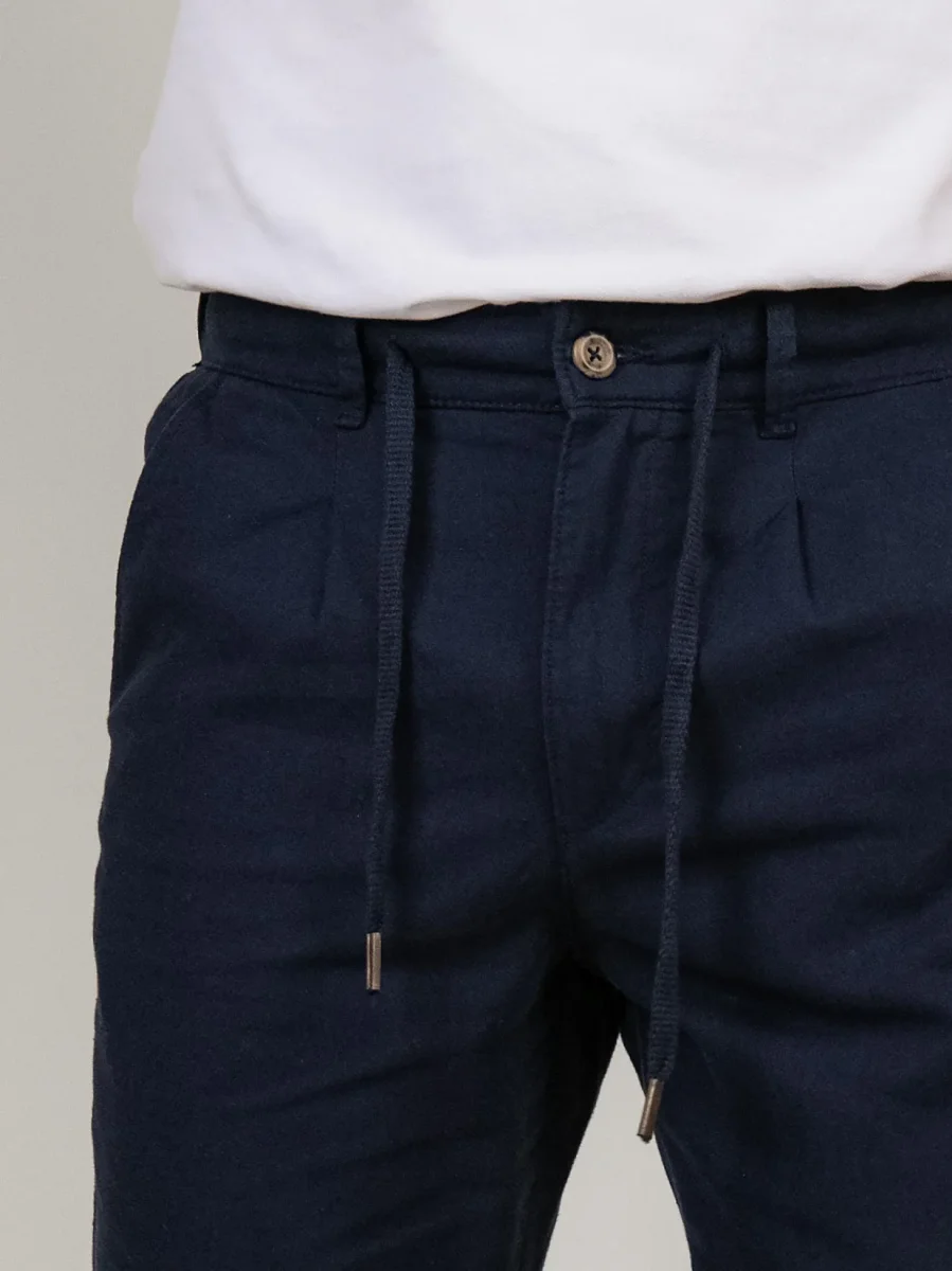 PANTALONE MISTO LINO BLU NAVY - immagine 6