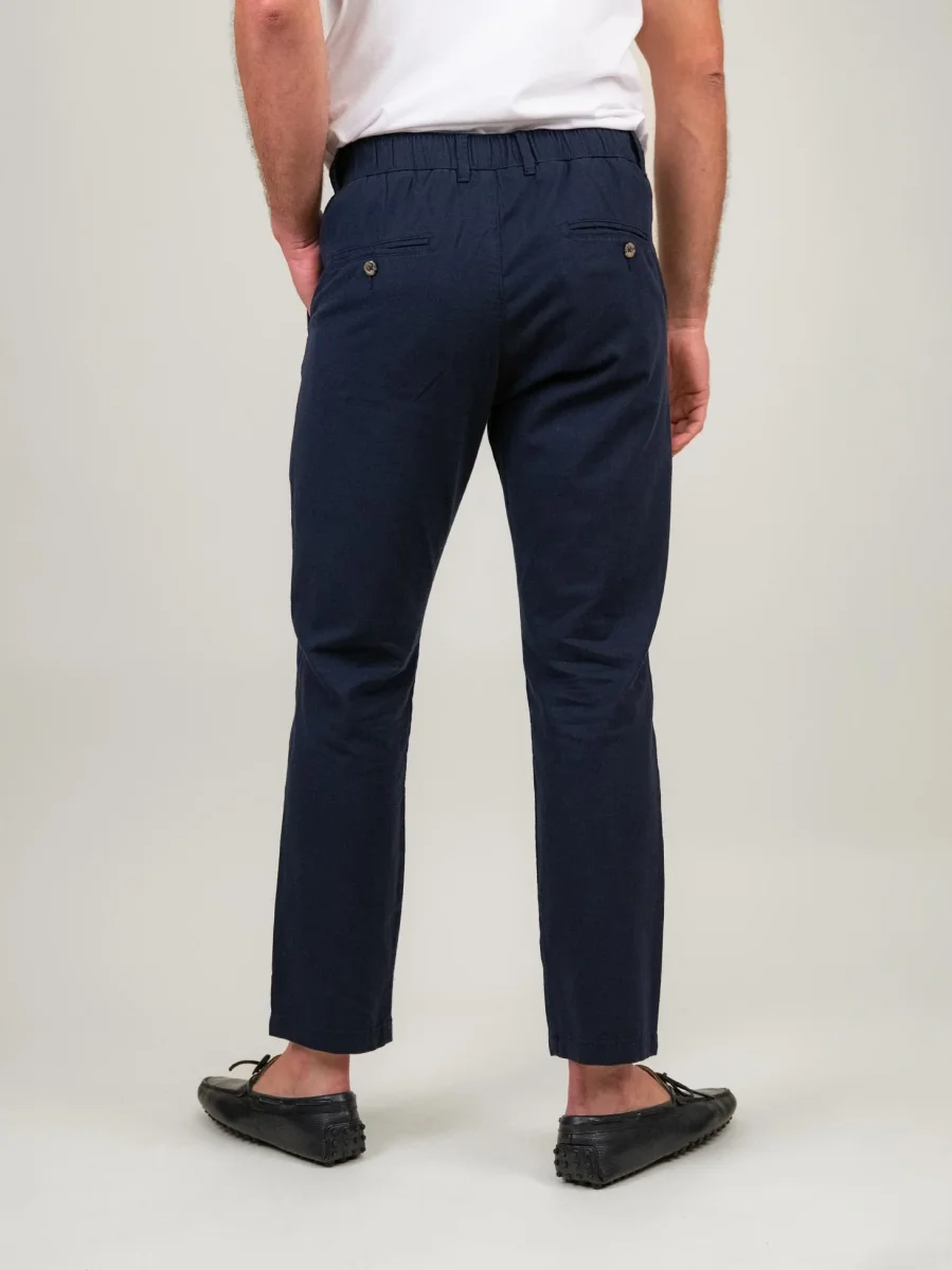 PANTALONE MISTO LINO BLU NAVY - immagine 4