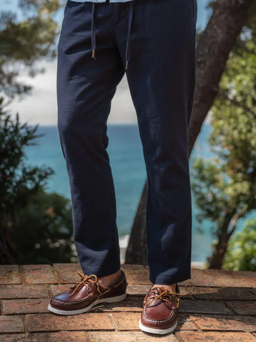 PANTALONE MISTO LINO BLU NAVY - immagine 8