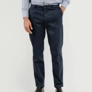 PANTALONE  STRIKER IN COTONE CON MICROTRAMA BLU NAVY