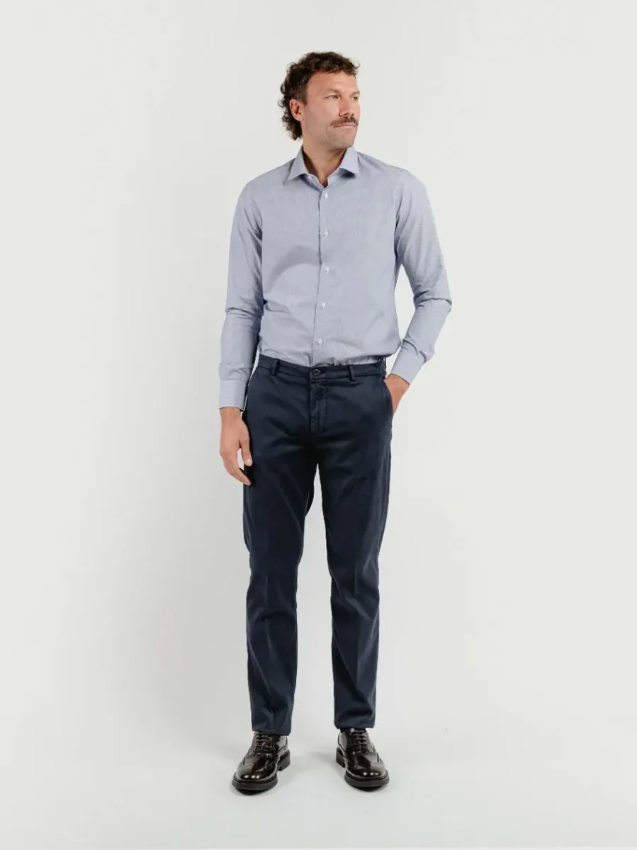PANTALONE  STRIKER IN COTONE CON MICROTRAMA BLU NAVY - immagine 3