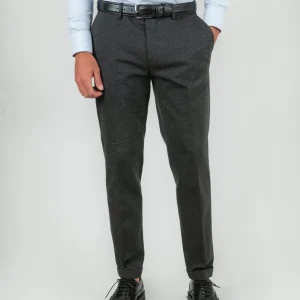 PANTALONE classico grigio antracite in jersey elasticizzato
