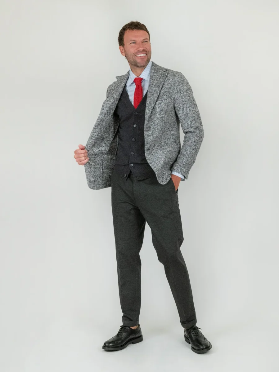 PANTALONE classico grigio antracite in jersey elasticizzato - immagine 3