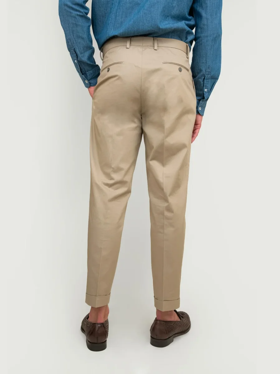 PANTALONE con pinces IN COTONE BEIGE - immagine 4