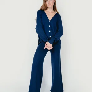 PANTALONI IN MAGLIA BLU