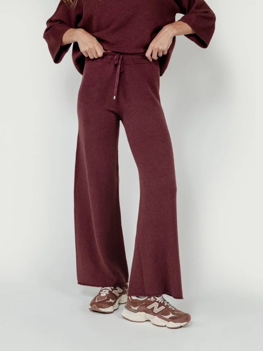 PANTALONI IN MAGLIA BORDEAUX - immagine 3