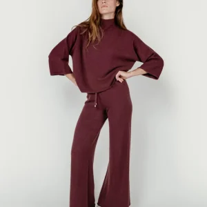 PANTALONI IN MAGLIA BORDEAUX