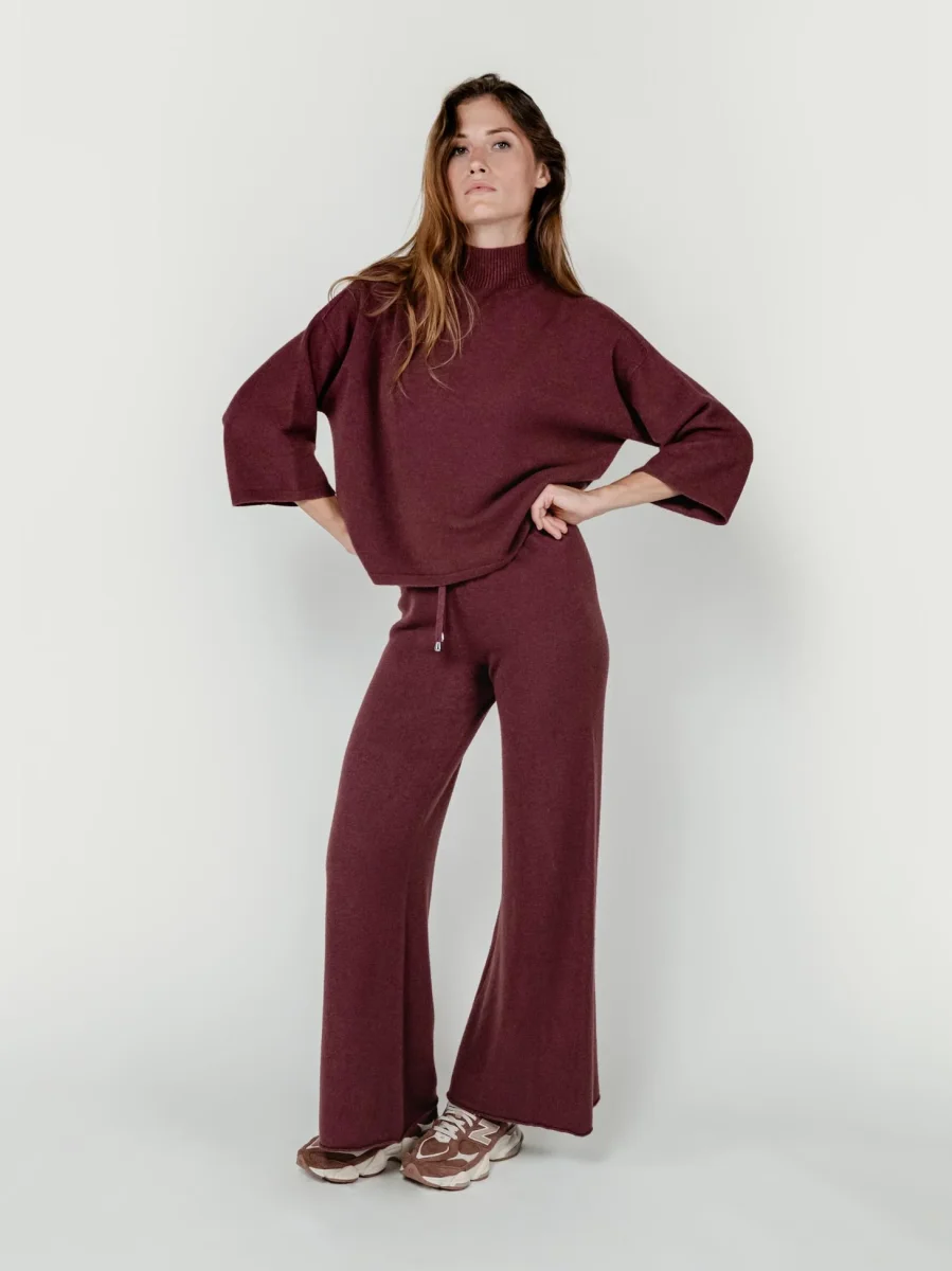 PANTALONI IN MAGLIA BORDEAUX