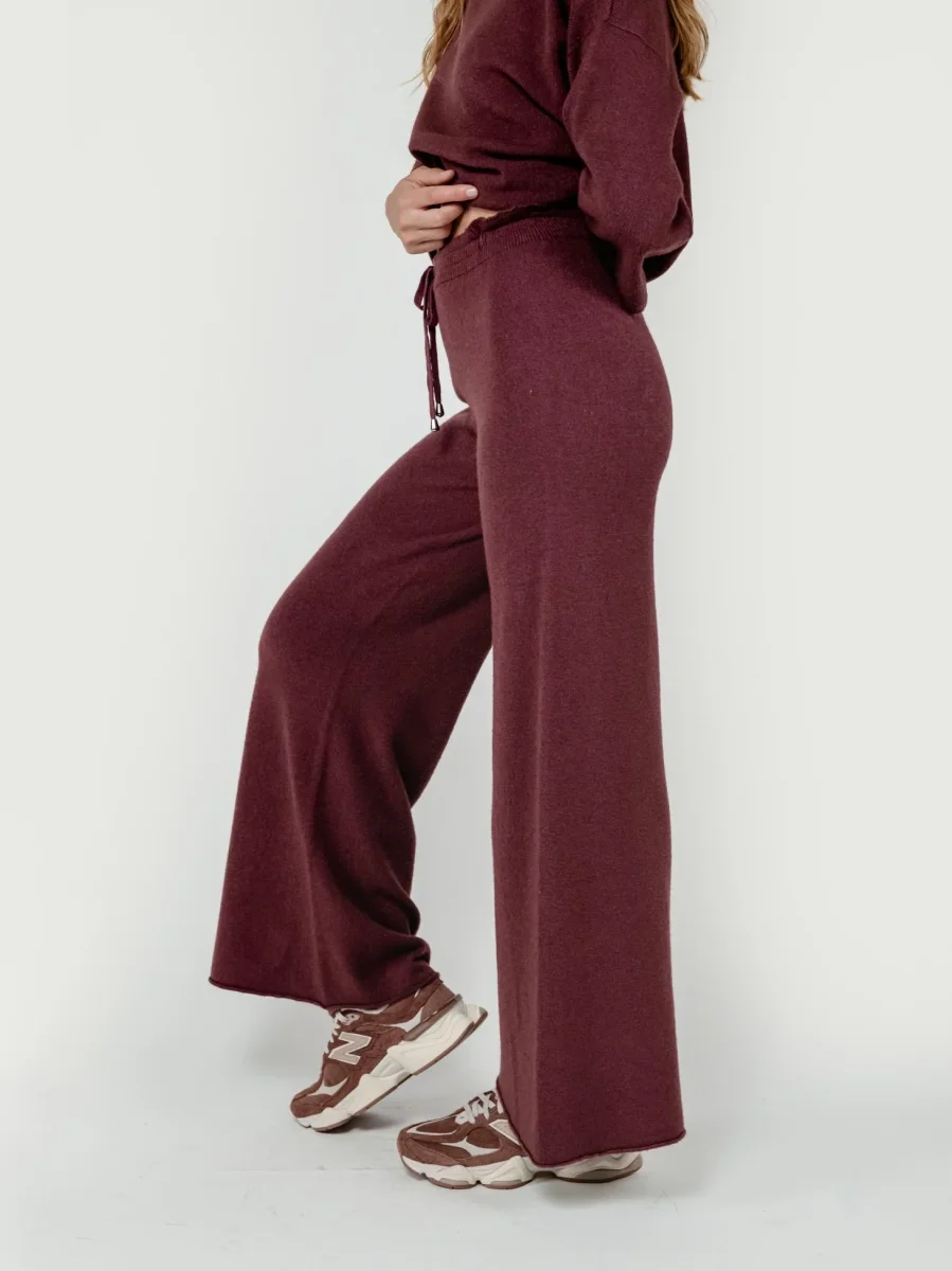 PANTALONI IN MAGLIA BORDEAUX - immagine 4