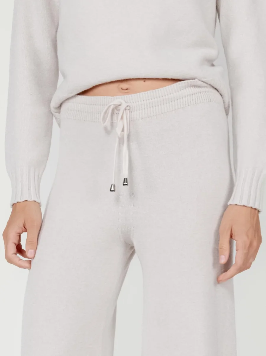 PANTALONI IN MAGLIA PANNA - immagine 6