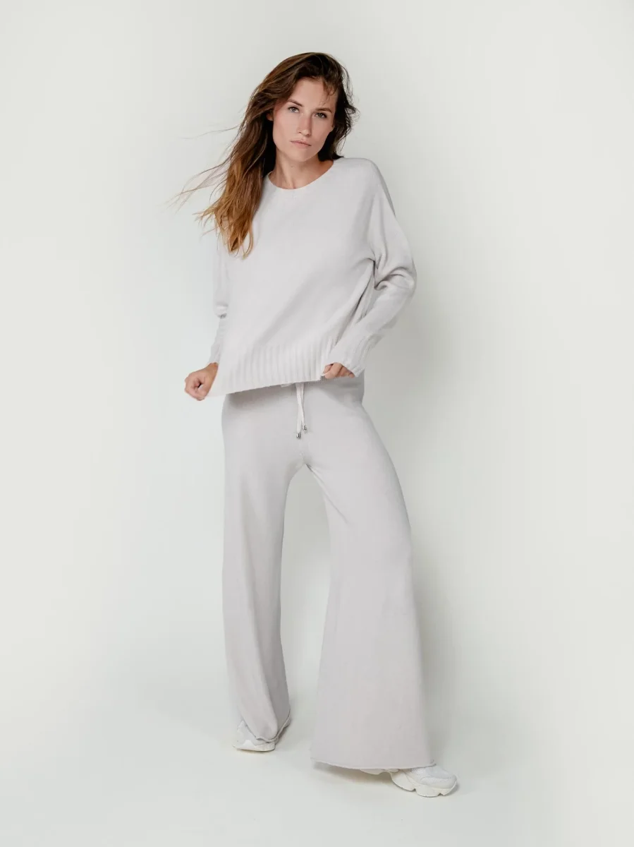 PANTALONI IN MAGLIA PANNA