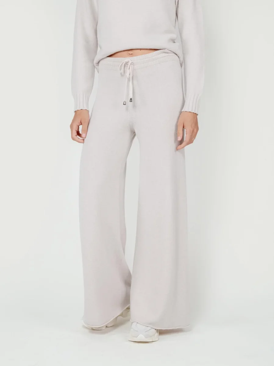 PANTALONI IN MAGLIA PANNA - immagine 3