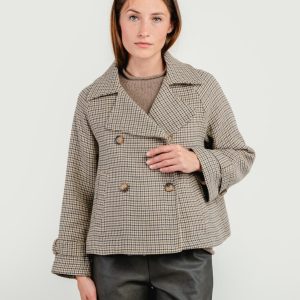 PEACOAT PIED DE POULE BEIGE