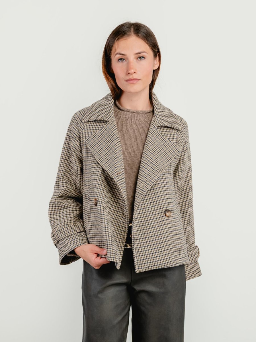 PEACOAT PIED DE POULE BEIGE - immagine 7