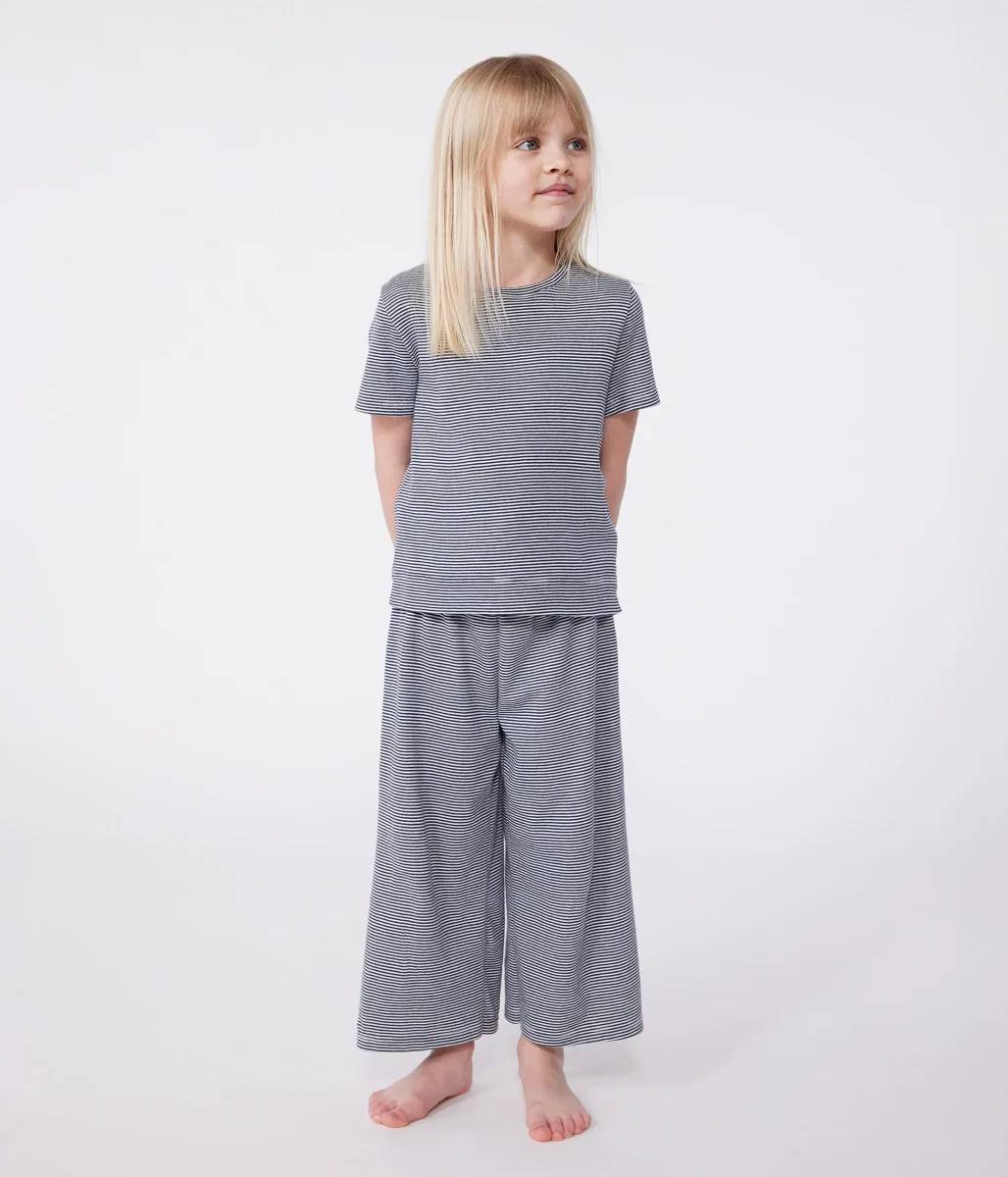 PIGIAMA A MANICHE CORTE E GAMBA AMPIA A RIGHE - immagine 5