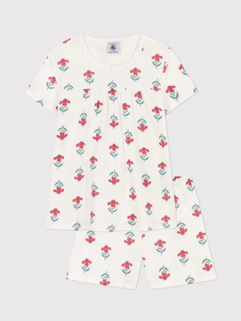 PIGIAMA CORTO BAMBINA IN COTONE A FIORI - immagine 3