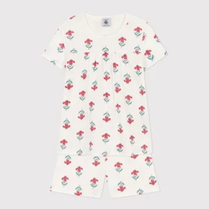 PIGIAMA CORTO BAMBINA IN COTONE A FIORI