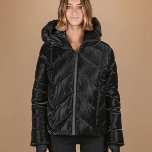 PIUMINO CON CAPPUCCIO NERO CANGIANTE