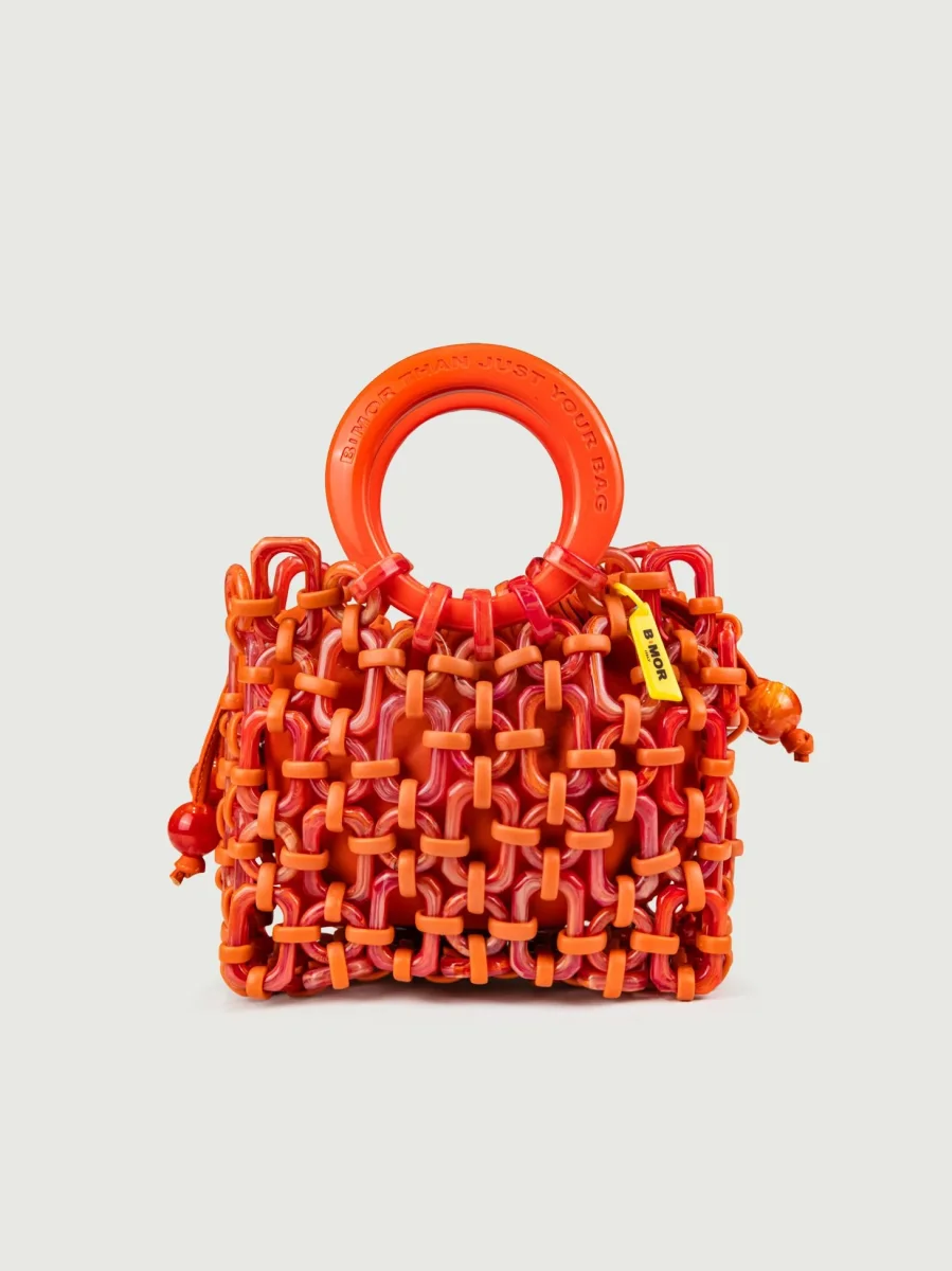 POCHETTE BON BON IN PELLE ARANCIONE - immagine 4