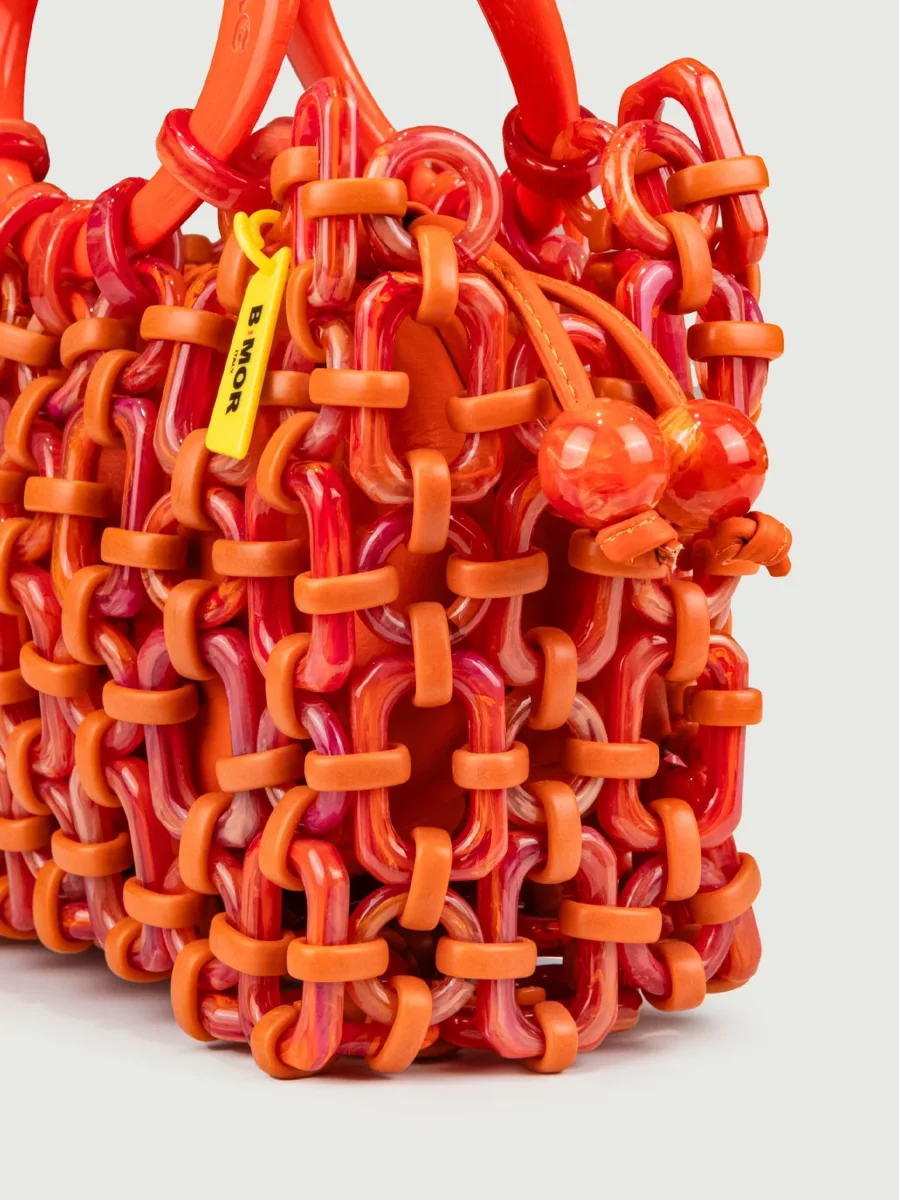 POCHETTE BON BON IN PELLE ARANCIONE - immagine 5