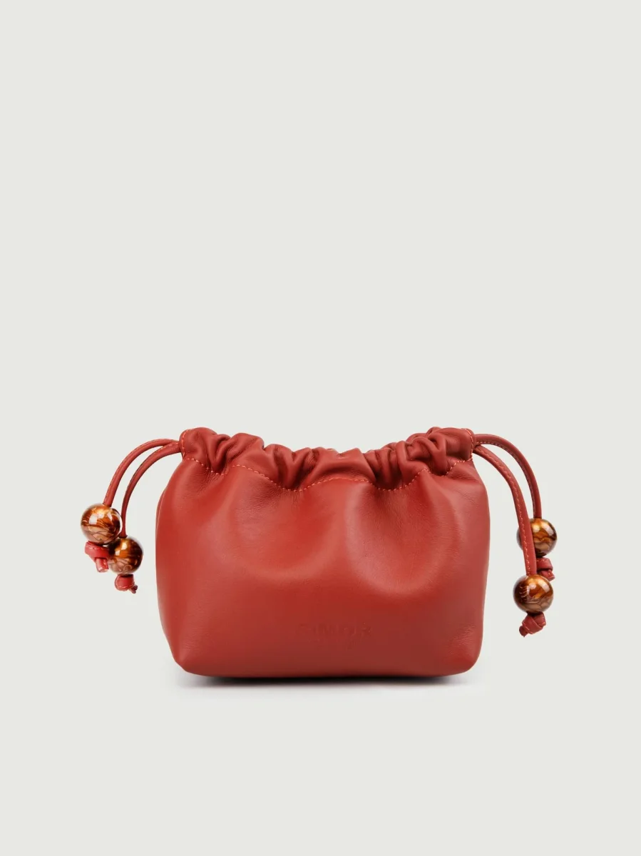 POCHETTE BON BON IN PELLE ARANCIONE