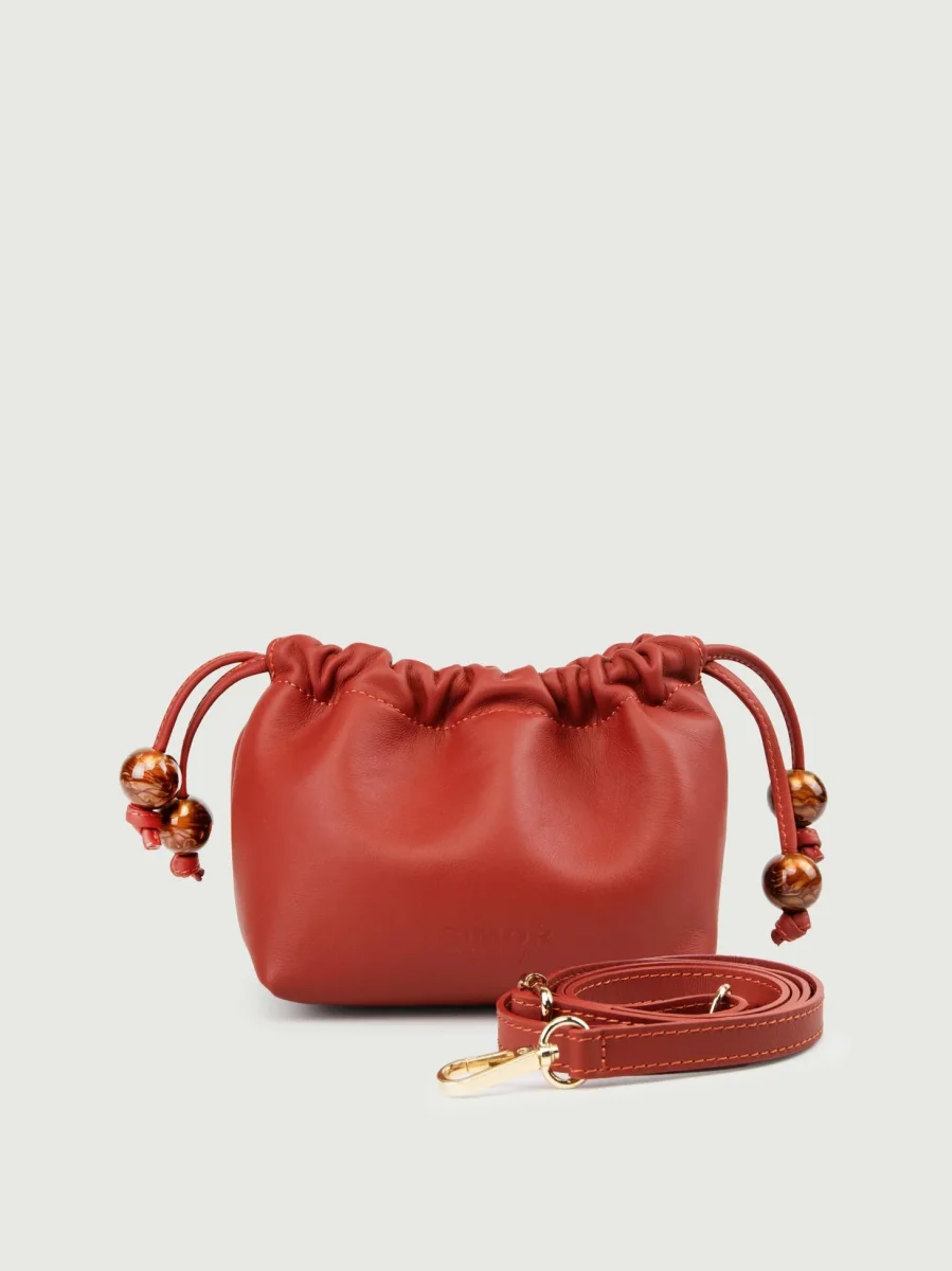 POCHETTE BON BON IN PELLE ARANCIONE - immagine 4